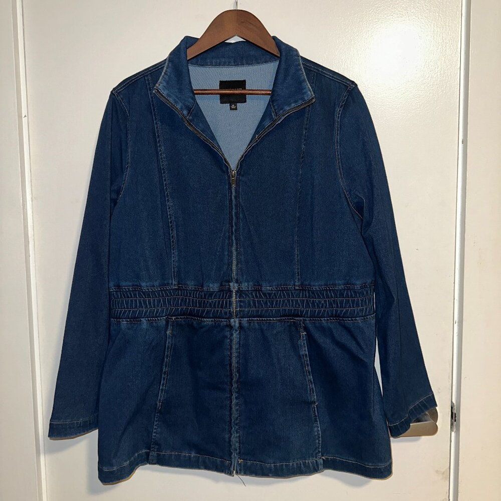 Liverpool Los Angeles Women’s XL Denim Utility Jacket Winslow Zip Coat blue